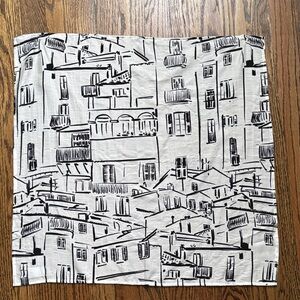 Bella Dahl Black White Urban European House Print Square Scarf 23” x 23”